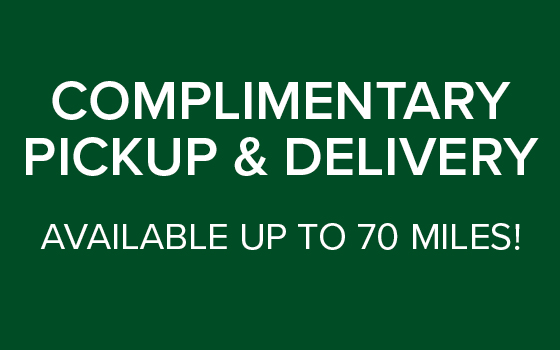 121299-WB-JLME Pickup GreenBG COMPLIMENTARY PICKUP & DELIVERY AVAILABLE UP TO 70 MILES!